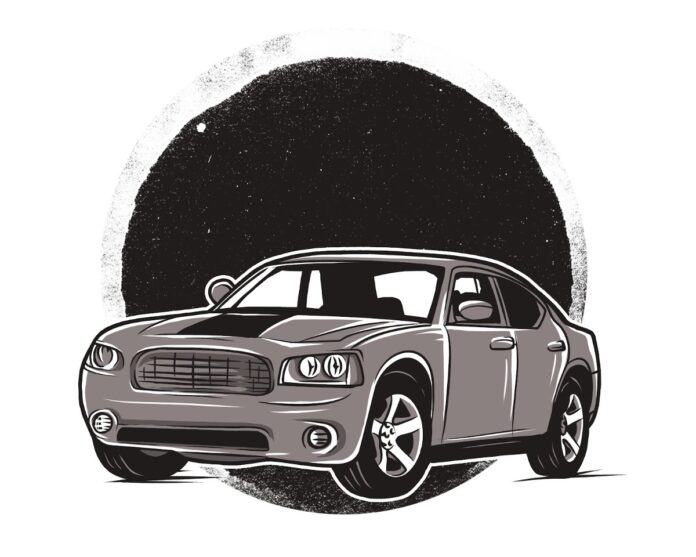 Vector xe hơi cổ điển đen trắng