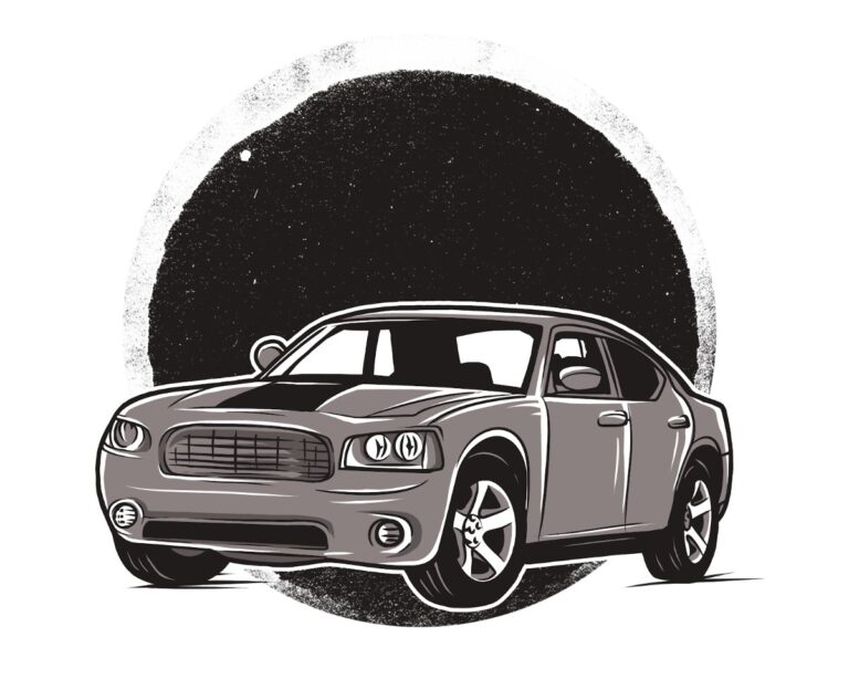 Vector xe hơi cổ điển đen trắng