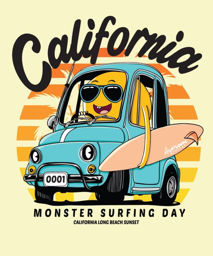 Vector xe hơi hoạt hình lướt sóng