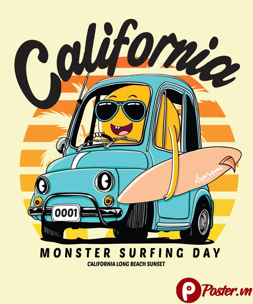 Vector xe hơi hoạt hình lướt sóng