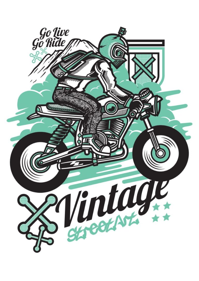 Vector xe mô tô vintage street art