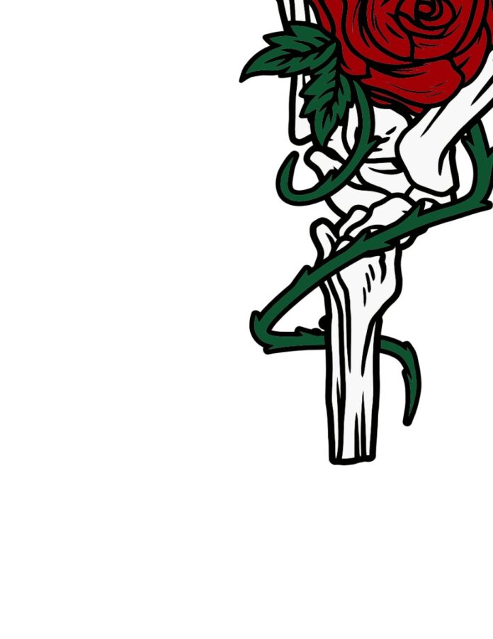 vector xương tay hoa hồng