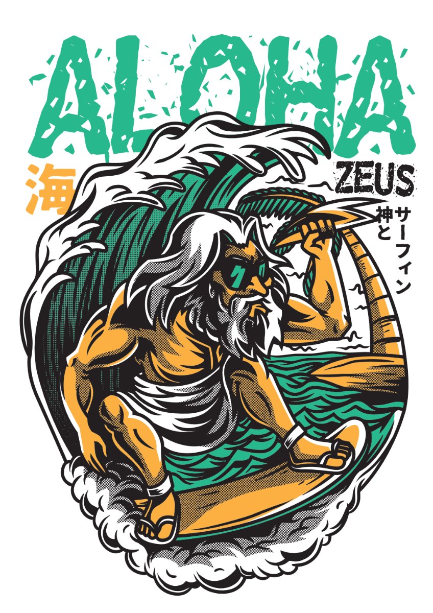 Vector Zeus lướt sóng Aloha