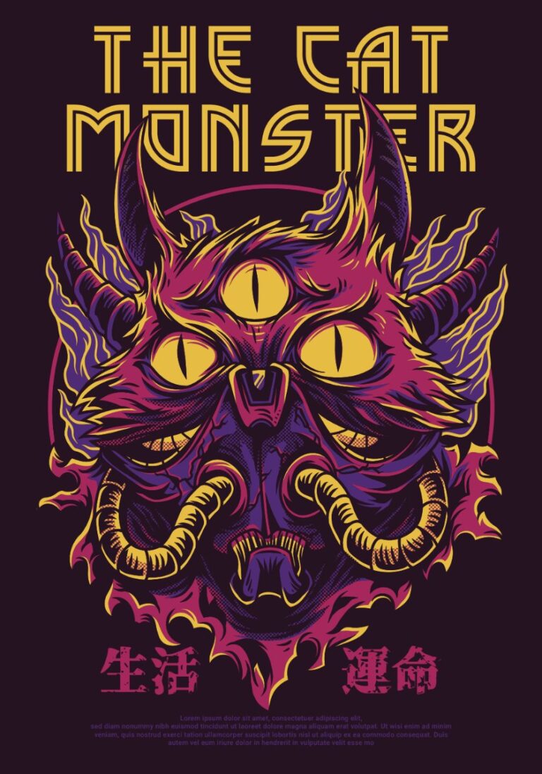 Vector Zombie Cat Monster Đồ Họa AI