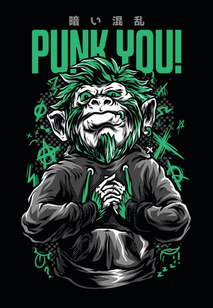 Vector zombie phong cách punk