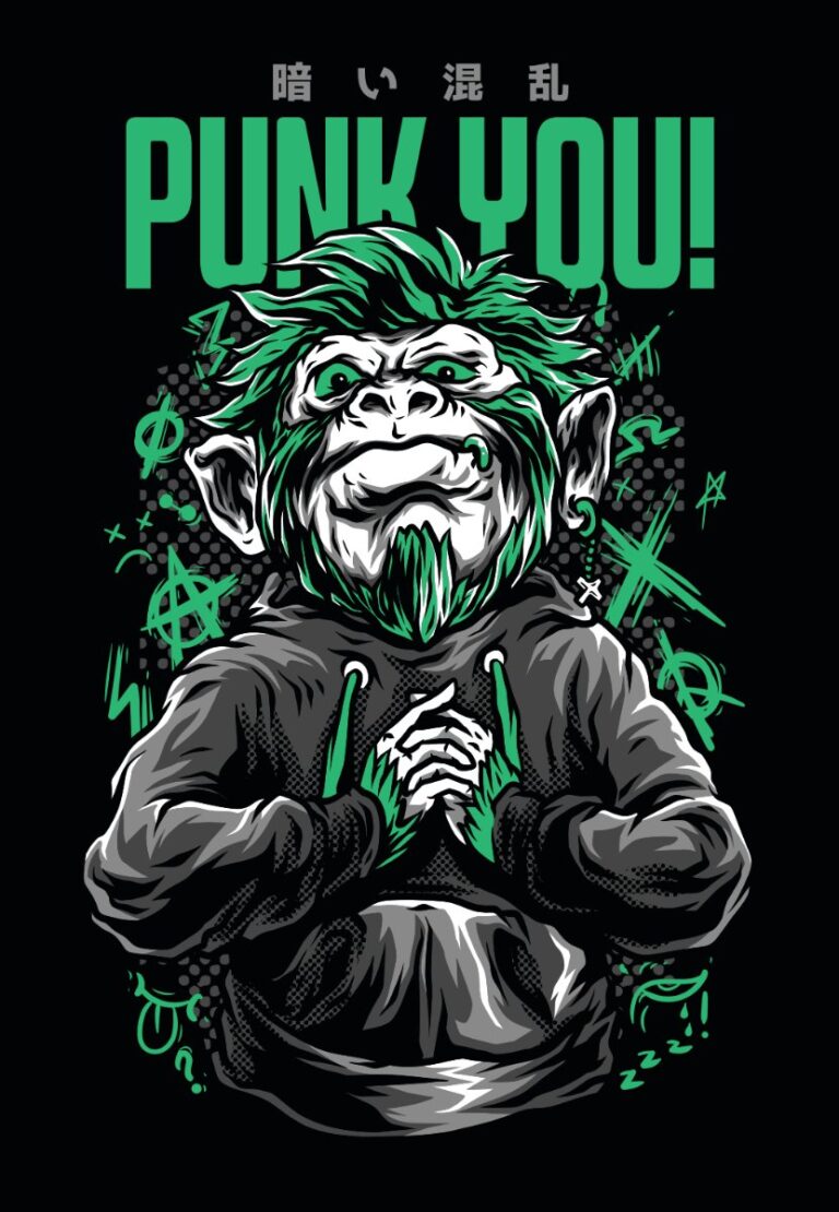 Vector zombie phong cách punk