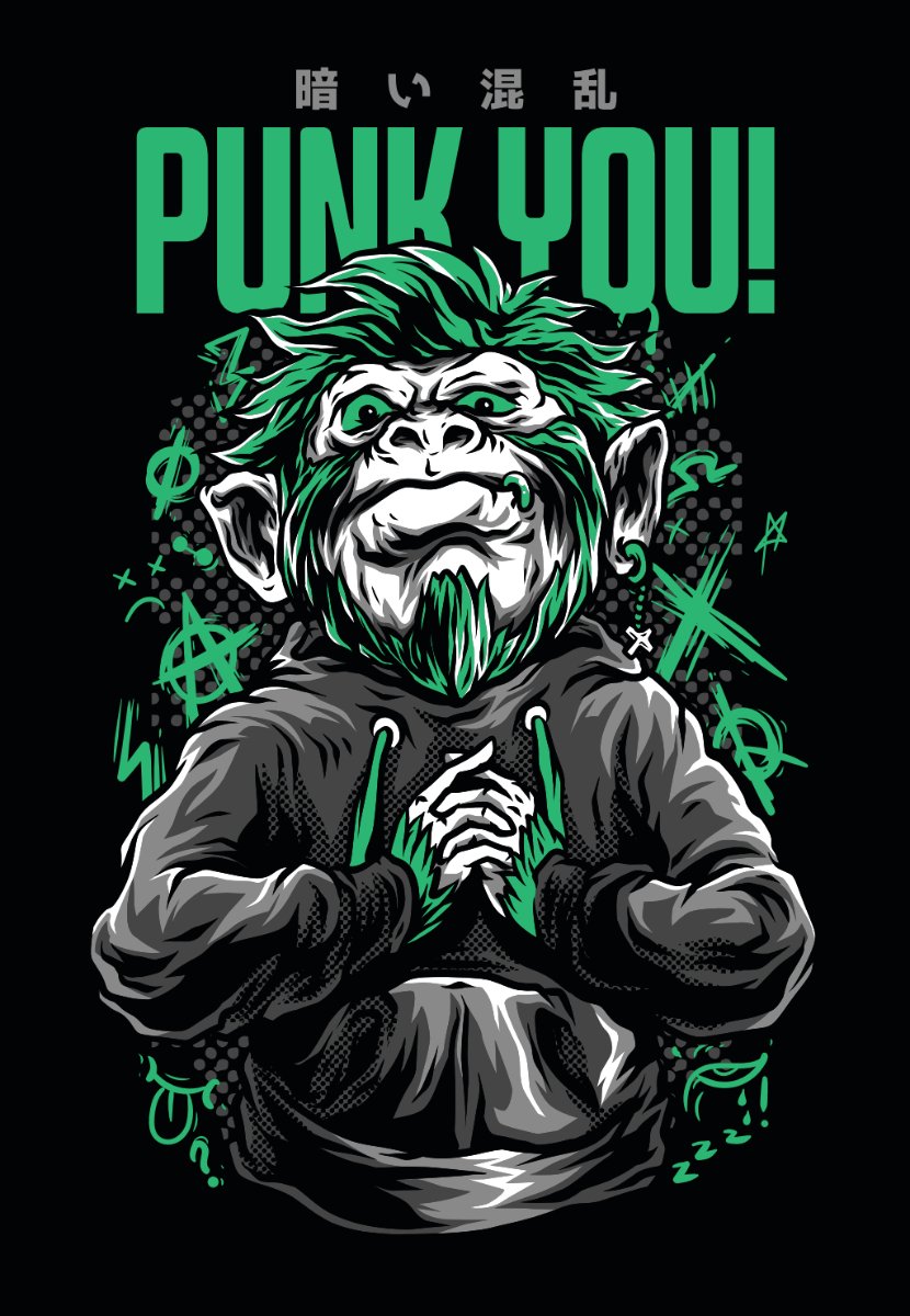 Vector zombie phong cách punk