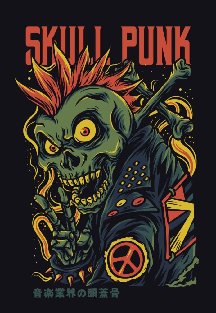 Vector zombie punk rock